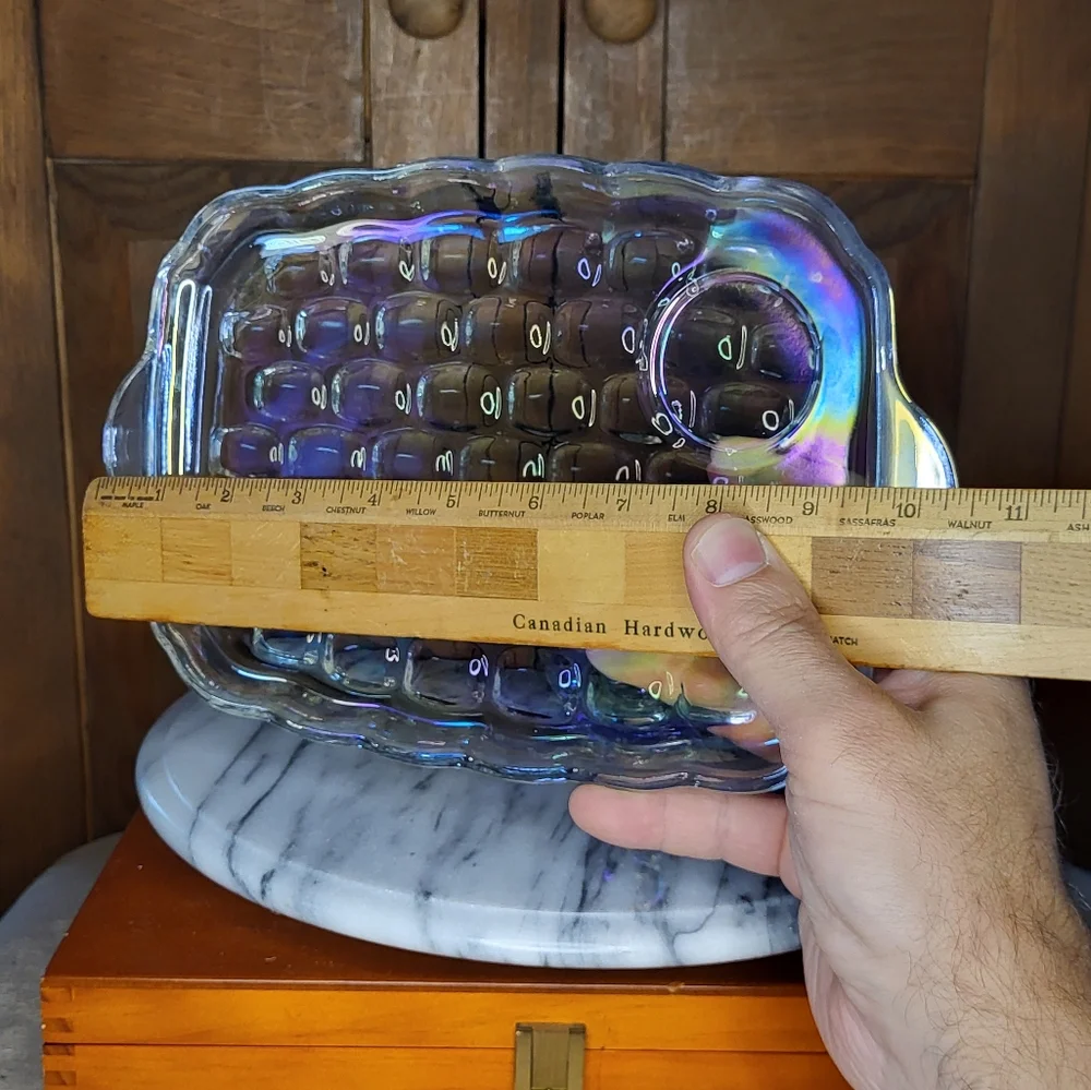 Carnival Glass Snack Tray Set - Picture 6 of 17